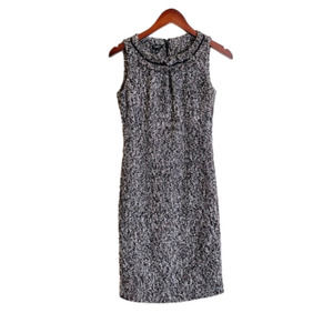 🆕 NWOT Talbots Wool Blend Tweed Sheath Dress. Black, Brown, Tan, Business, 2
